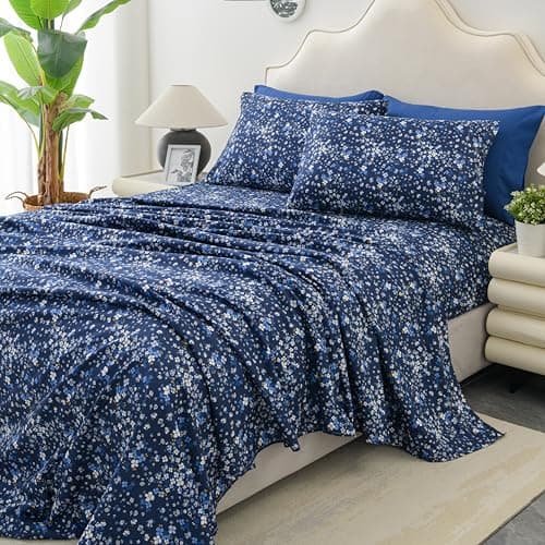 King Size Bed Sheets Set - Deep Pockets, Floral Ultra Soft Microfiber, 90 Thread Count (Grey/Yellow Medallion)