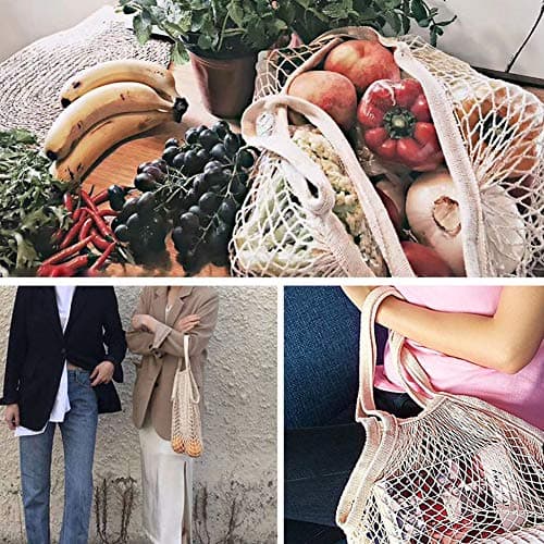 Reusable Net Shopping Bag for Groceries & Storage Long Handle Organizer