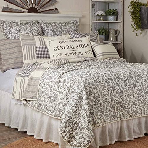 Gray Gables King Size Pillow Cases, Set of 2, Vintage Farmhouse Style
