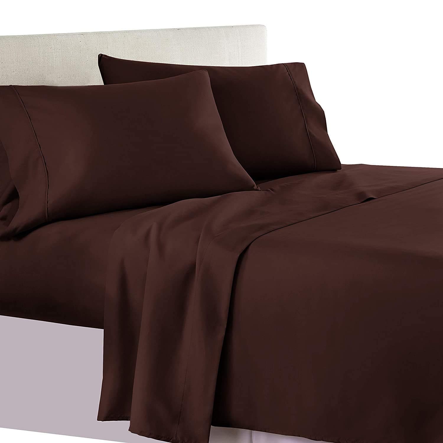 100% Pure Egyptian Cotton 800 Thread Count Sateen Weave Bed Sheets - Full Size, Chocolate