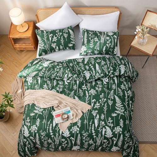 JANZAA Queen Oatmeal Floral Comforter Set with 2 Pillow Shams