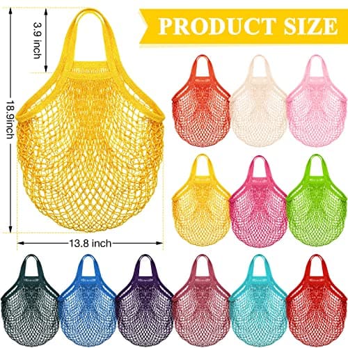 Shappy 12 Pack Large Reusable Mesh Groceries Bag Cotton Tote