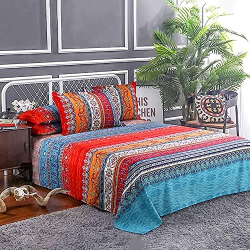 Boho Styled Queen Size Bedding Set 4PCS Ethnic Pattern Sheets