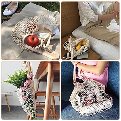 Reusable Net Shopping Bag for Groceries & Storage Long Handle Organizer