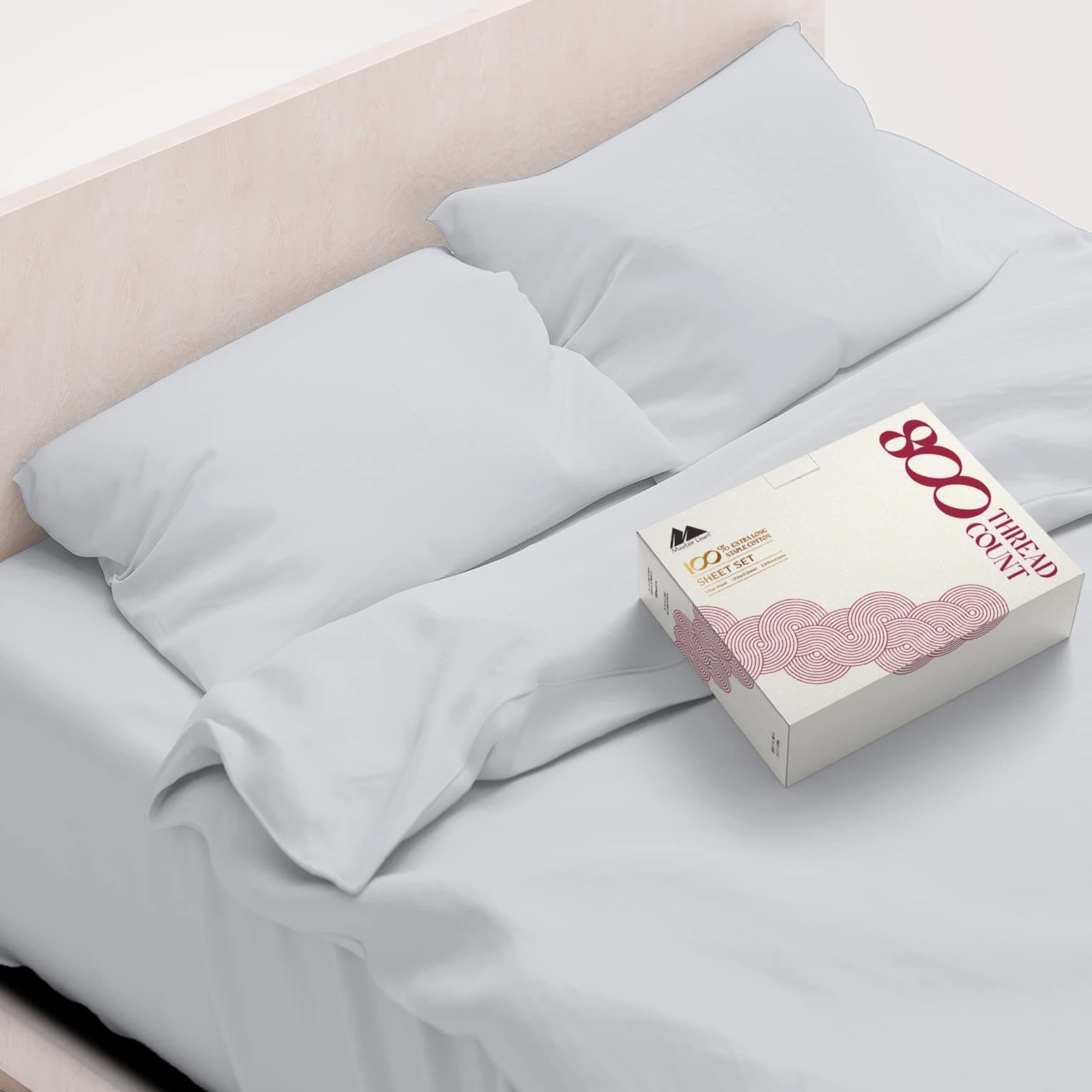 Mayfair Linen Egyptian Cotton Queen Bed Sheets - Soft, 800 Thread Count, Cooling Sateen Weave (4PC, Silver Grey)
