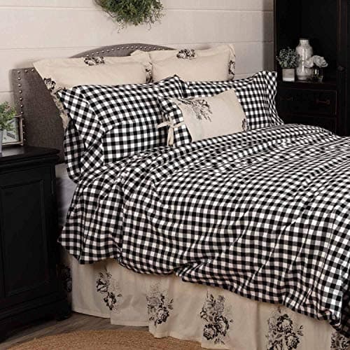 Vintage Check Black King Duvet Cover, Modern Farmhouse Bedding