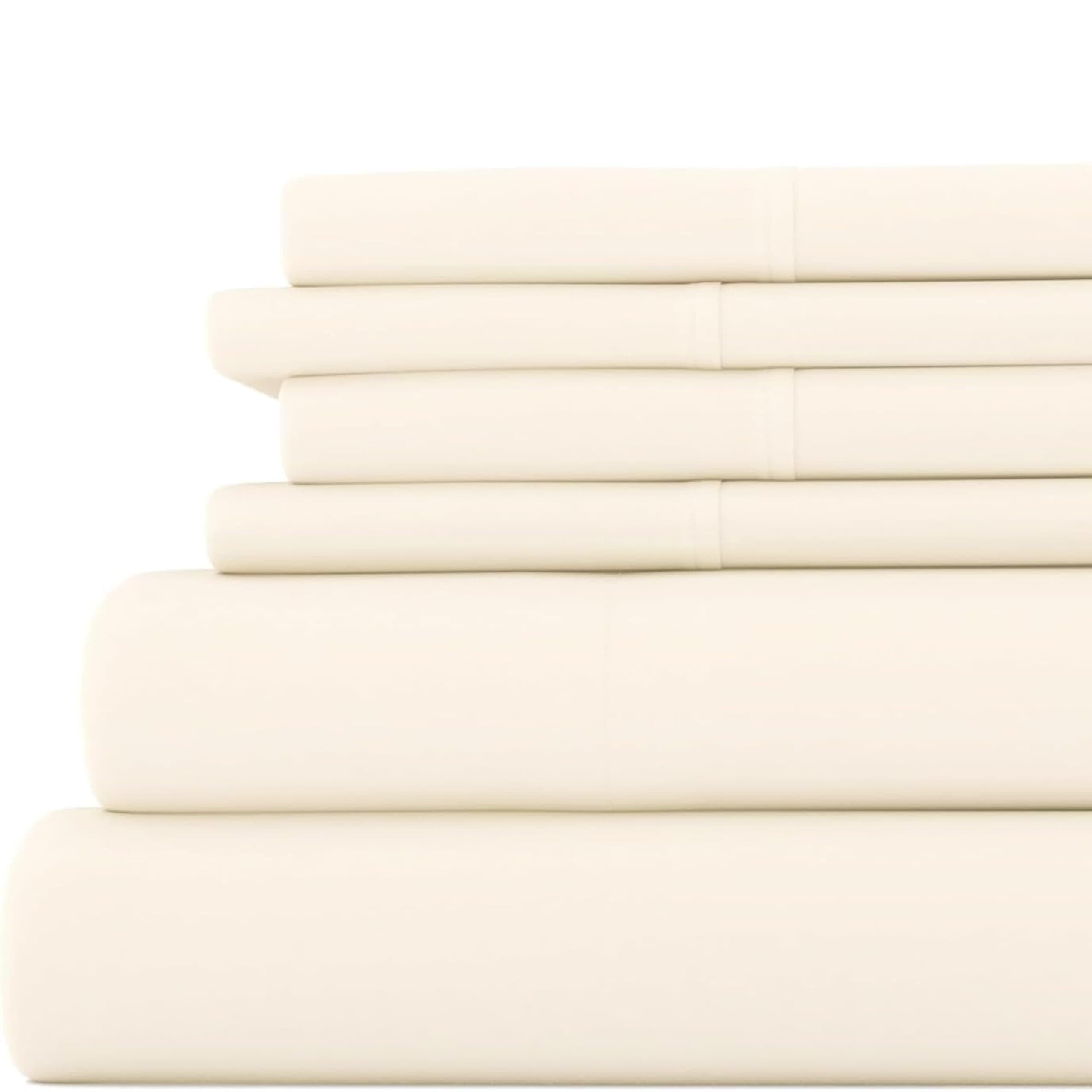 Market King 6-Piece Linen Sheet Set - Ultra Comfort & Cooling - Deep Pocket - Oeko-TEX Certified - Ivory