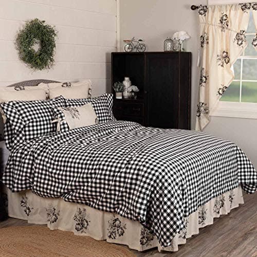 Vintage Check Black King Duvet Cover, Modern Farmhouse Bedding