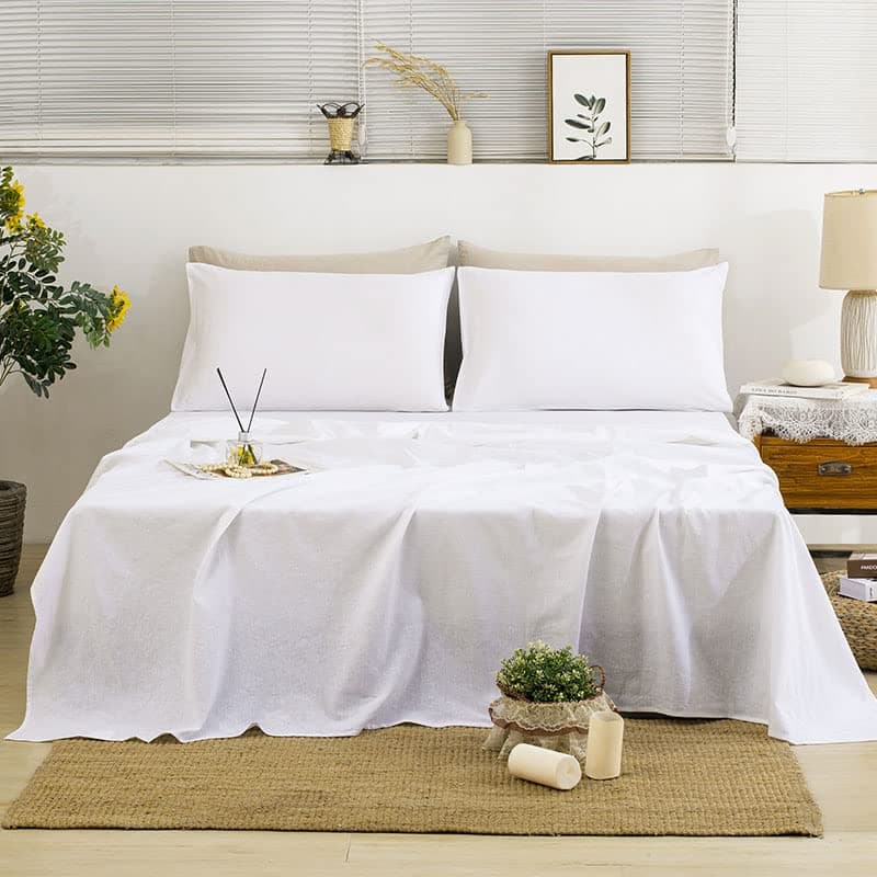 TUMEI 100% Natural Linen King Size Sheets Set - Soft & Durable 4PC Bedding