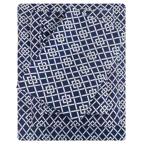 Vintage Flower Printed Full Size Bed Sheet Set with 15 Deep Pocket - 4 Piece Microfiber Patterned Sheet Set