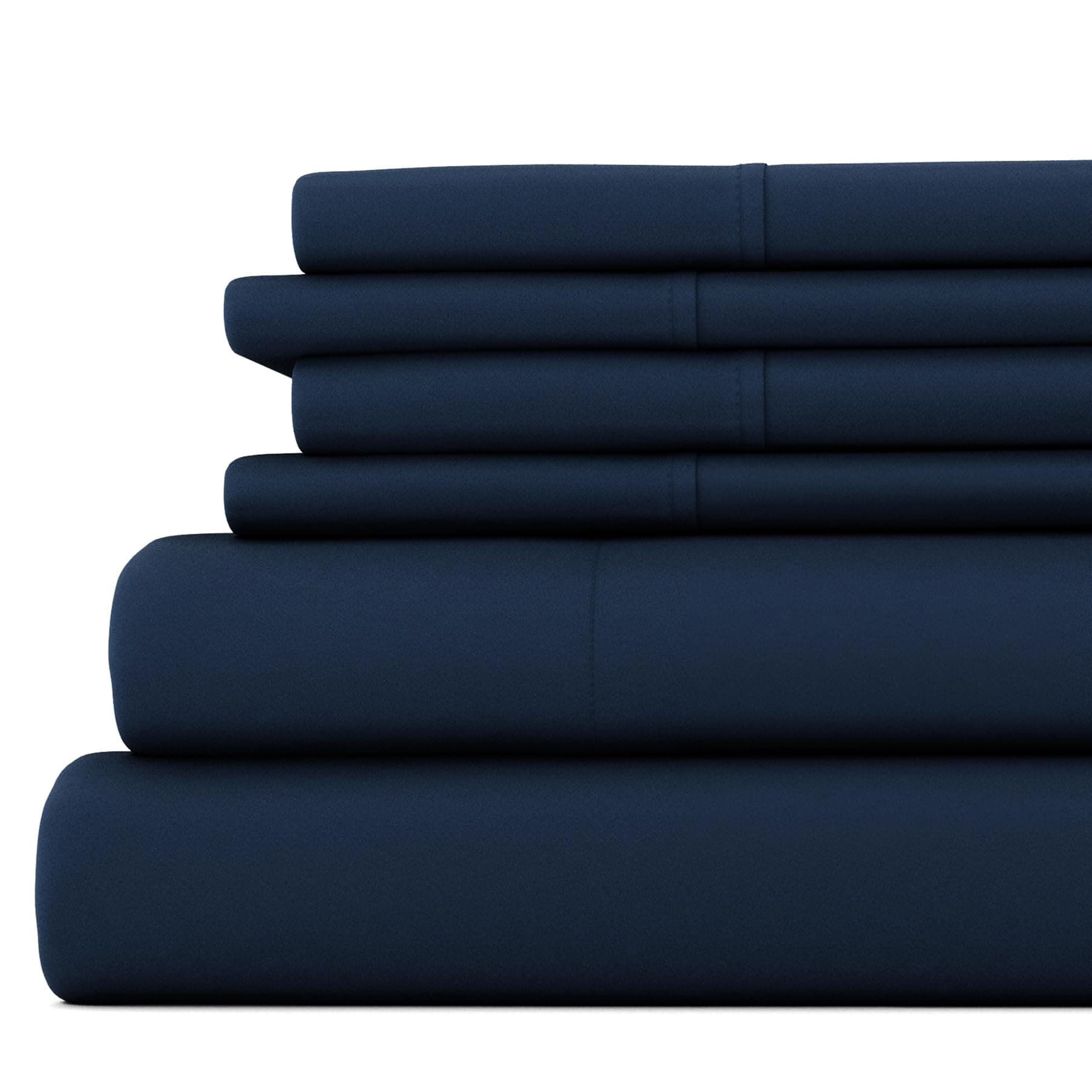6-Piece Navy Linen Market Bed Sheet Set for Queen Size