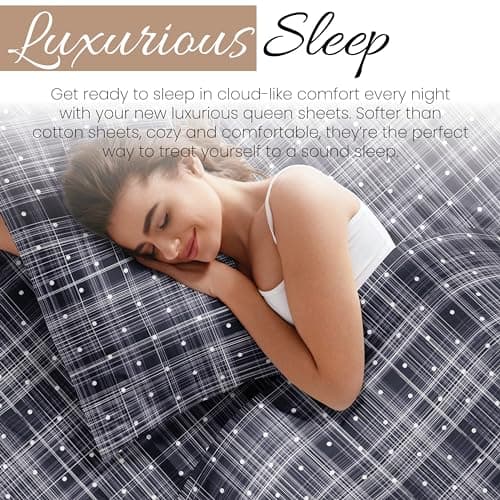 Ultra-Soft & Cooling Navy Polka Full Bed Sheet Set - Deep Pocket Fits 16 Mattress