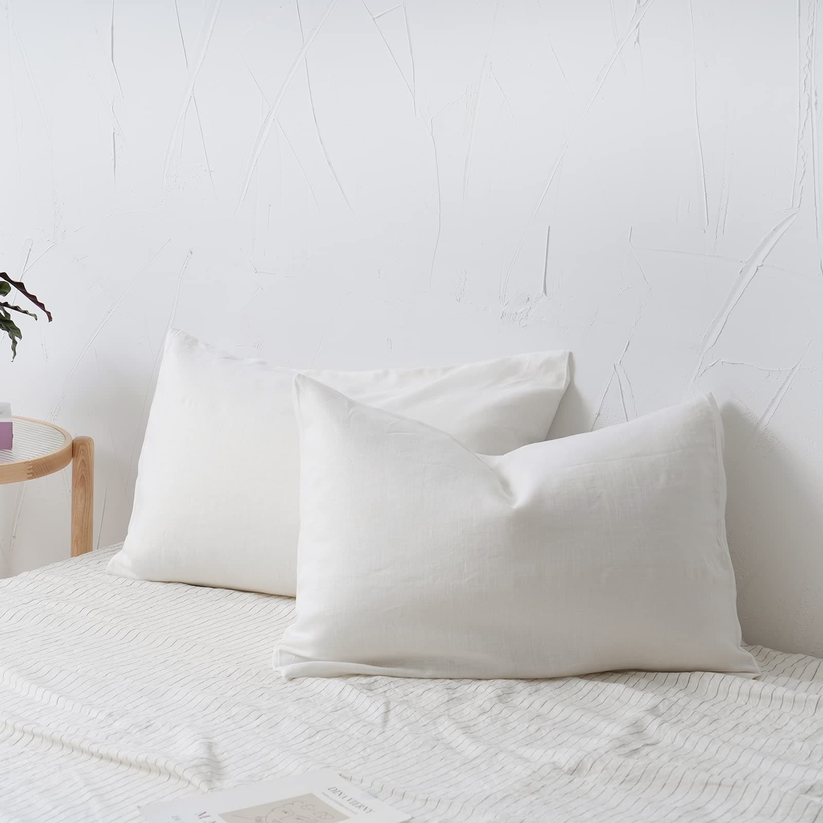 Set of 2 Soft Breathable Natural Flax Linen Pillowcases