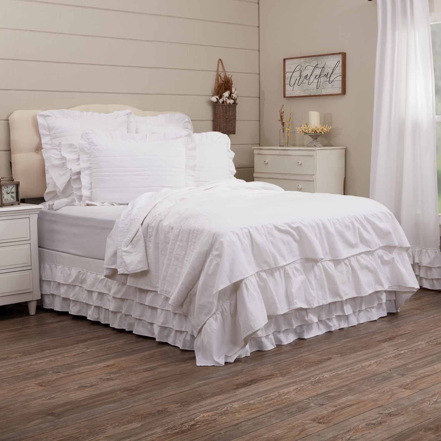 Piper Classics Serenity Crisp White Ruffled Quilt, Extra Large