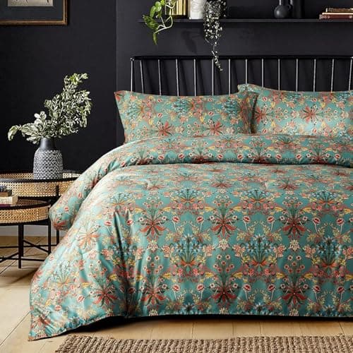 Ikawaapurry Queen Size Farmhouse Boho Comforter Set with Flowers Plants 3 Pcs Comforter 2 Pillow Shams