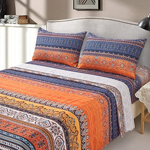 Boho Styled Queen Size Bedding Set 4PCS Ethnic Pattern Sheets