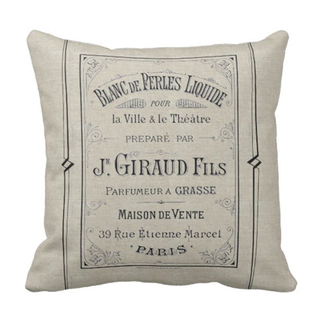 Emvency Vintage French Perfume Ad Pillow Cover