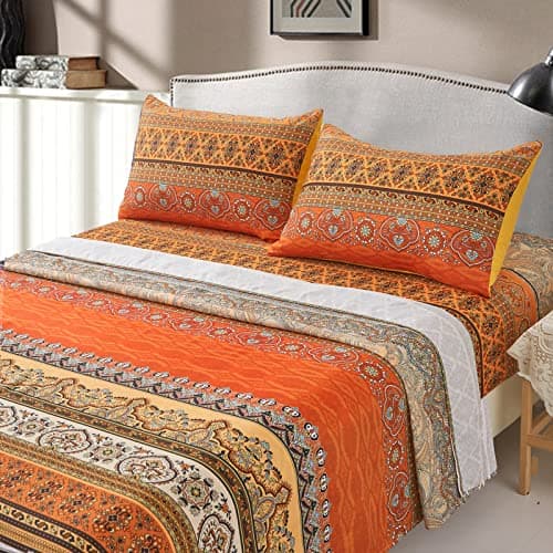 Boho Styled Queen Size Bedding Set 4PCS Ethnic Pattern Sheets