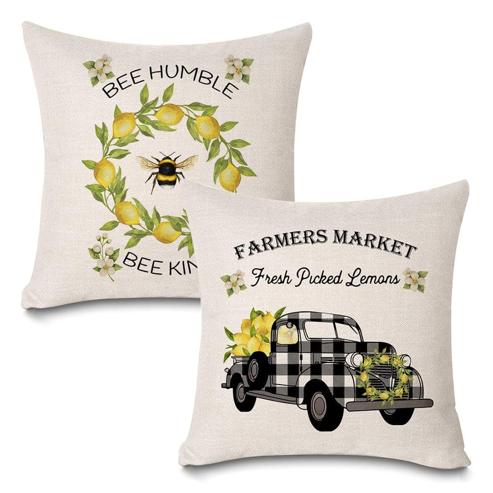 Buffalo Truck Lemon Pillow Covers 18 x 18 Set of 2