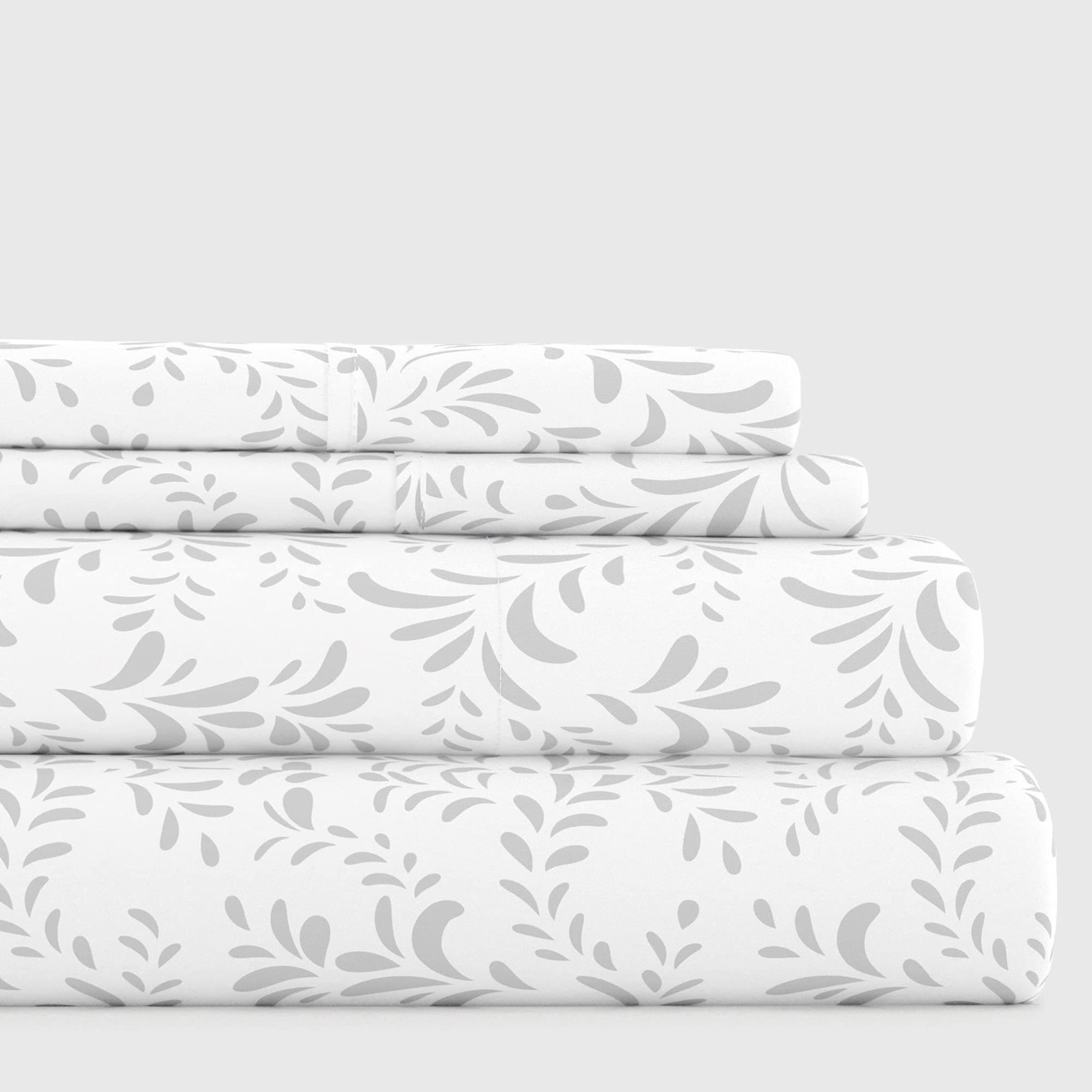 Ultra-Soft & Cooling Twin Bedding Sheet Set - Gray Vines