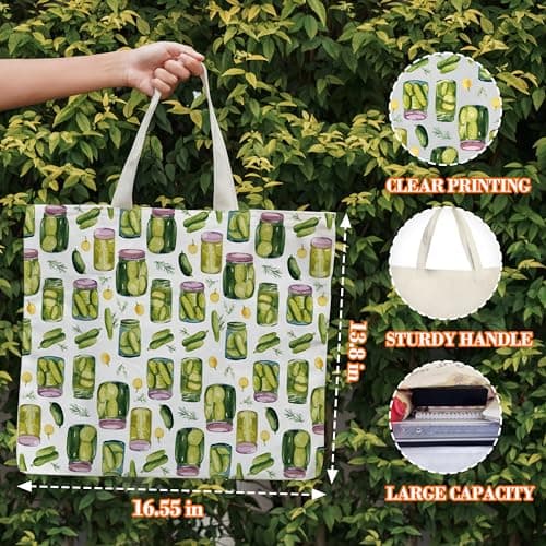 Vintage Pickle Jar Tote Bag for Women - Perfect for Farmers Markets