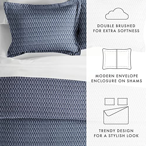 iEnjoy Home Premium Blue Diamond Pattern Duvet Cover Set, Queen/Full