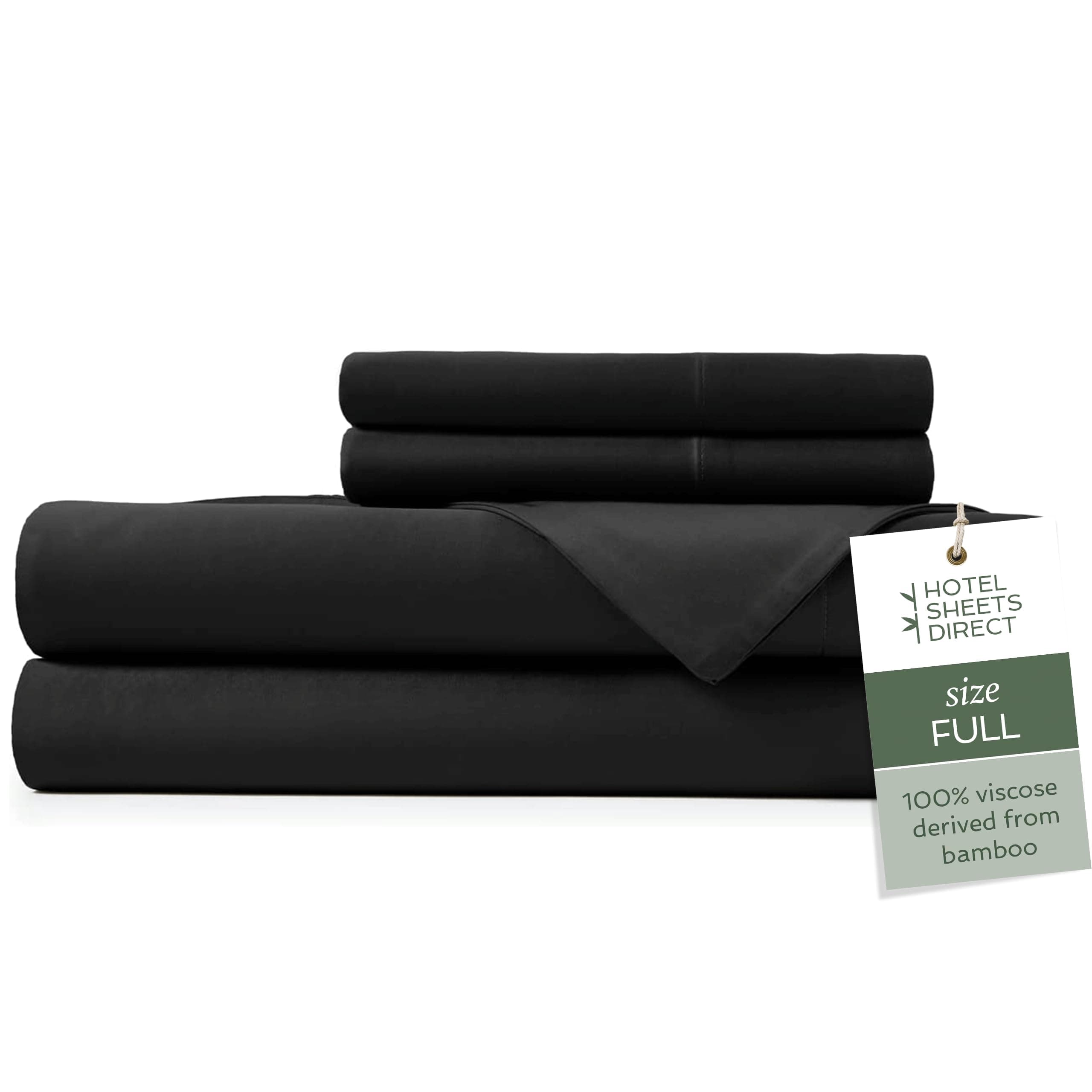 Bamboo Viscose 4-Piece Bed Sheet Set, Cooling & Soft Black Full Size