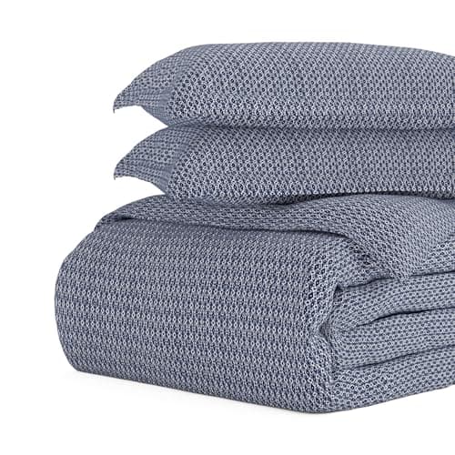 iEnjoy Home Premium Blue Diamond Pattern Duvet Cover Set, Queen/Full