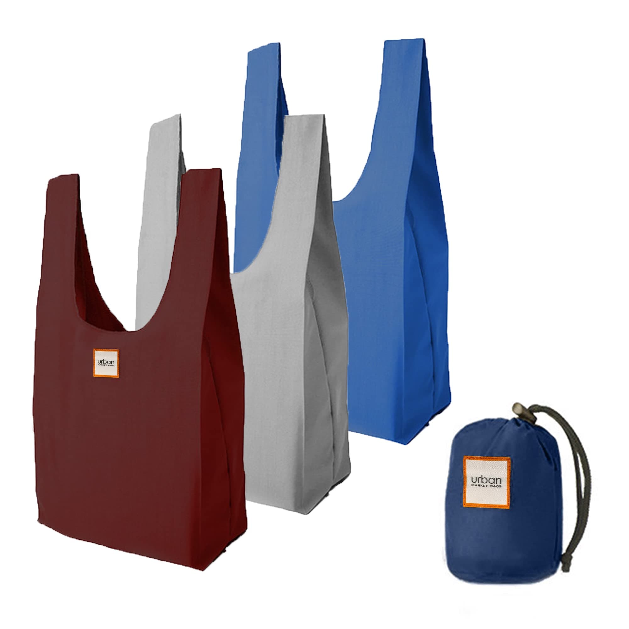 Large Nylon Foldable Grocery Bags, Set of 3