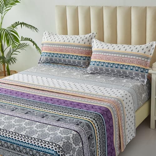 Boho Styled Queen Size Bedding Set 4PCS Ethnic Pattern Sheets