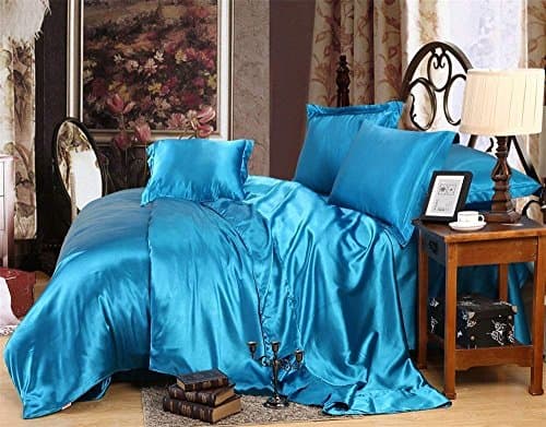 Royal Blue Satin 4-Pc Sheet Set, Queen (1 Flat, 1 Fitted, 2 Pillowcases)