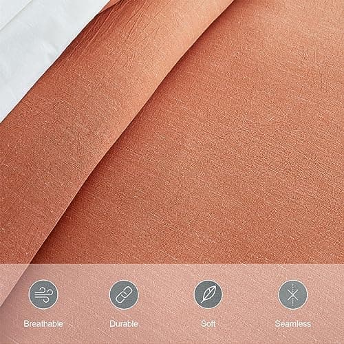 Burnt Orange Cotton Linen Queen Comforter Set
