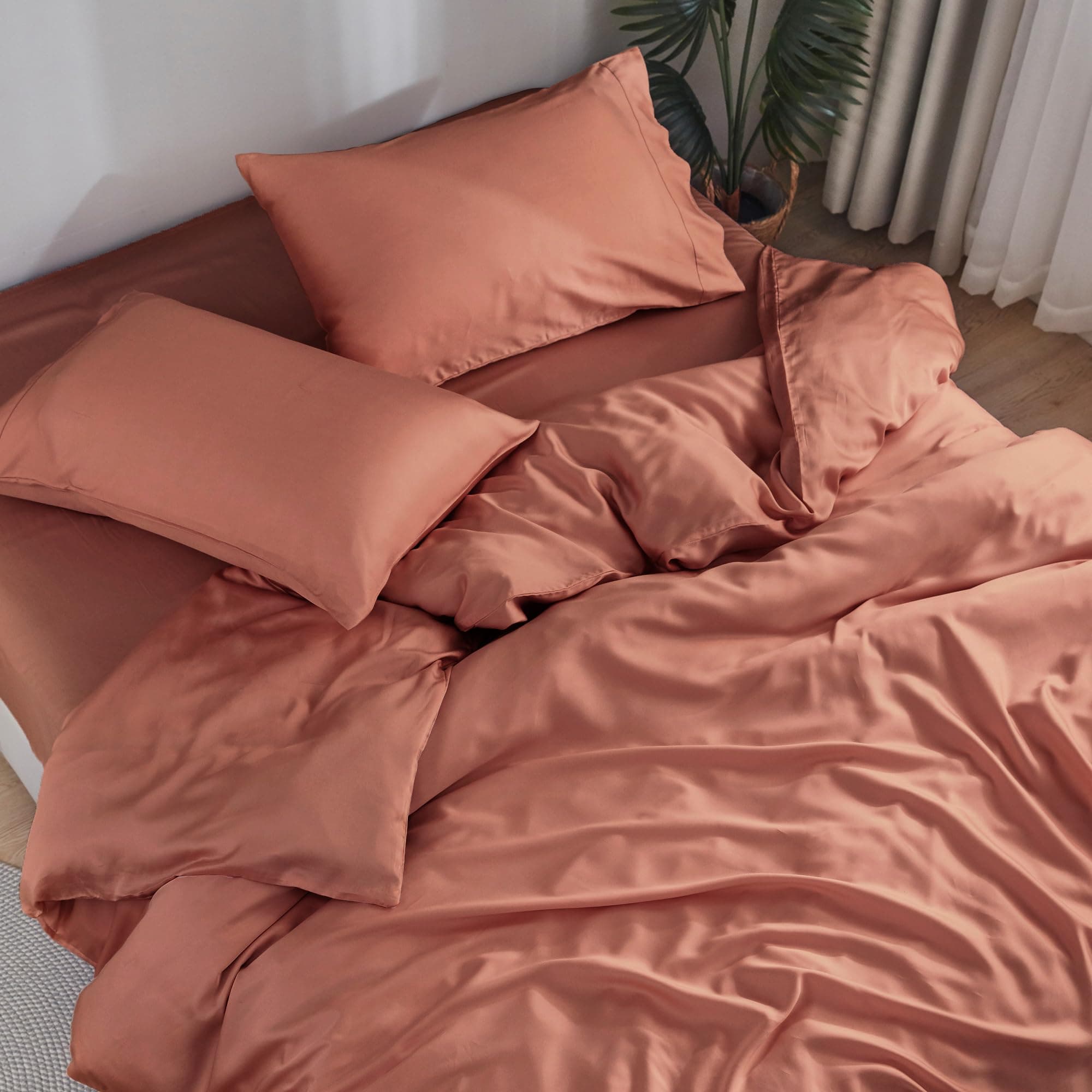 Organically Grown Bamboo Sheet Set - Buttery Soft, Cooling, High GSM - 4pc (Clay, Queen)