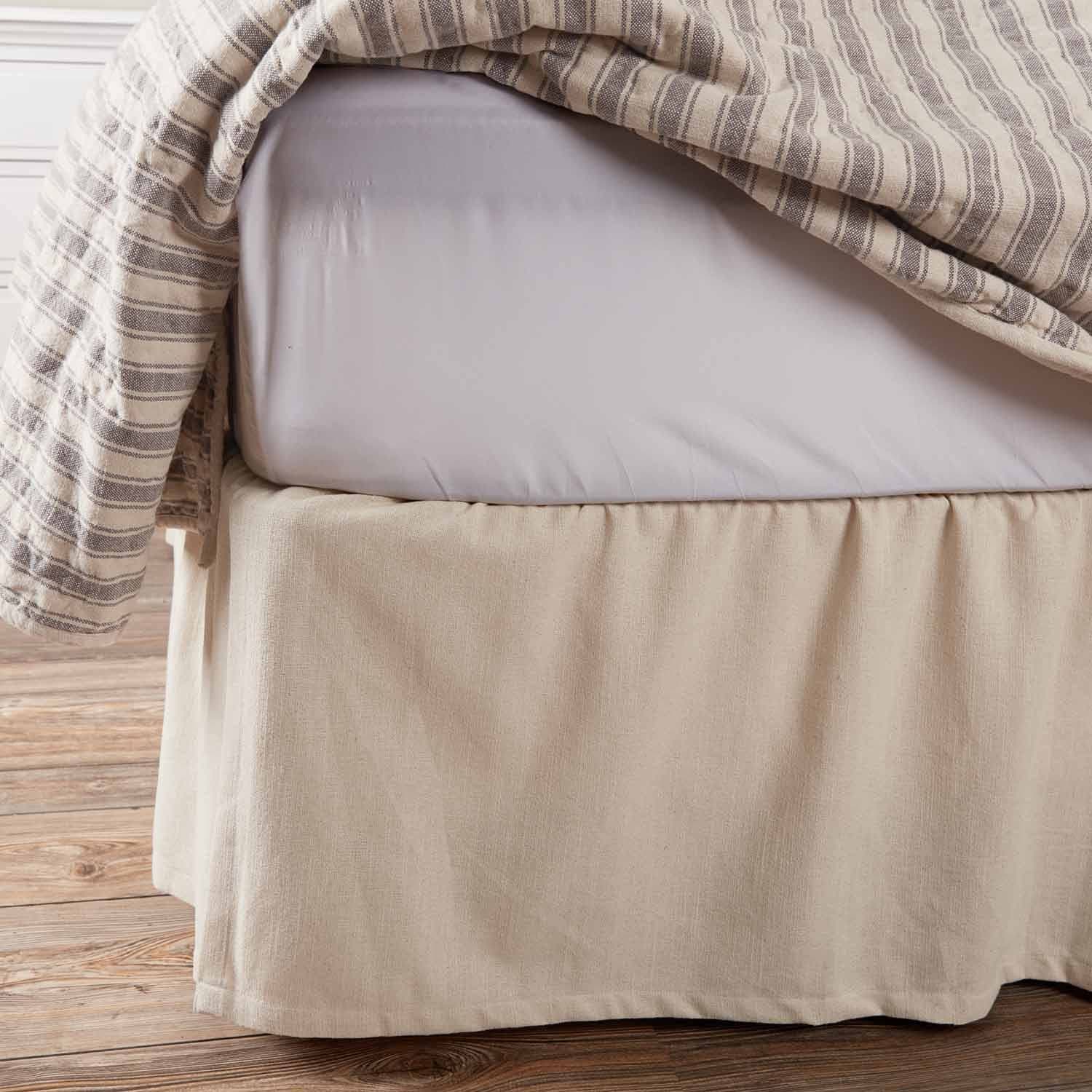 Natural King Bed Skirt, 16" Drop, Beige Cream Dust Ruffle