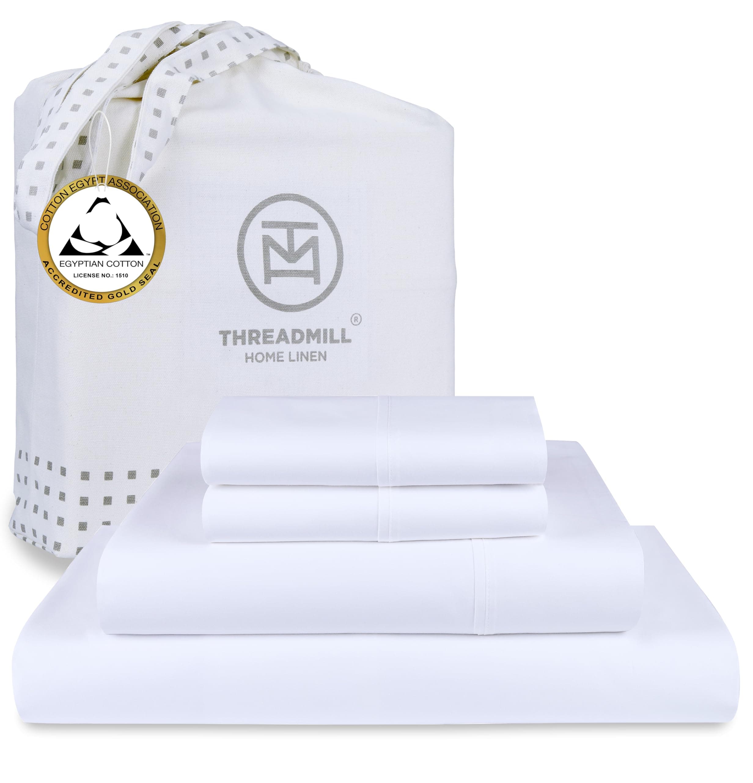 100% Egyptian Cotton Queen Sheet Set | Soft & Cooling | 16" Deep Pocket | White