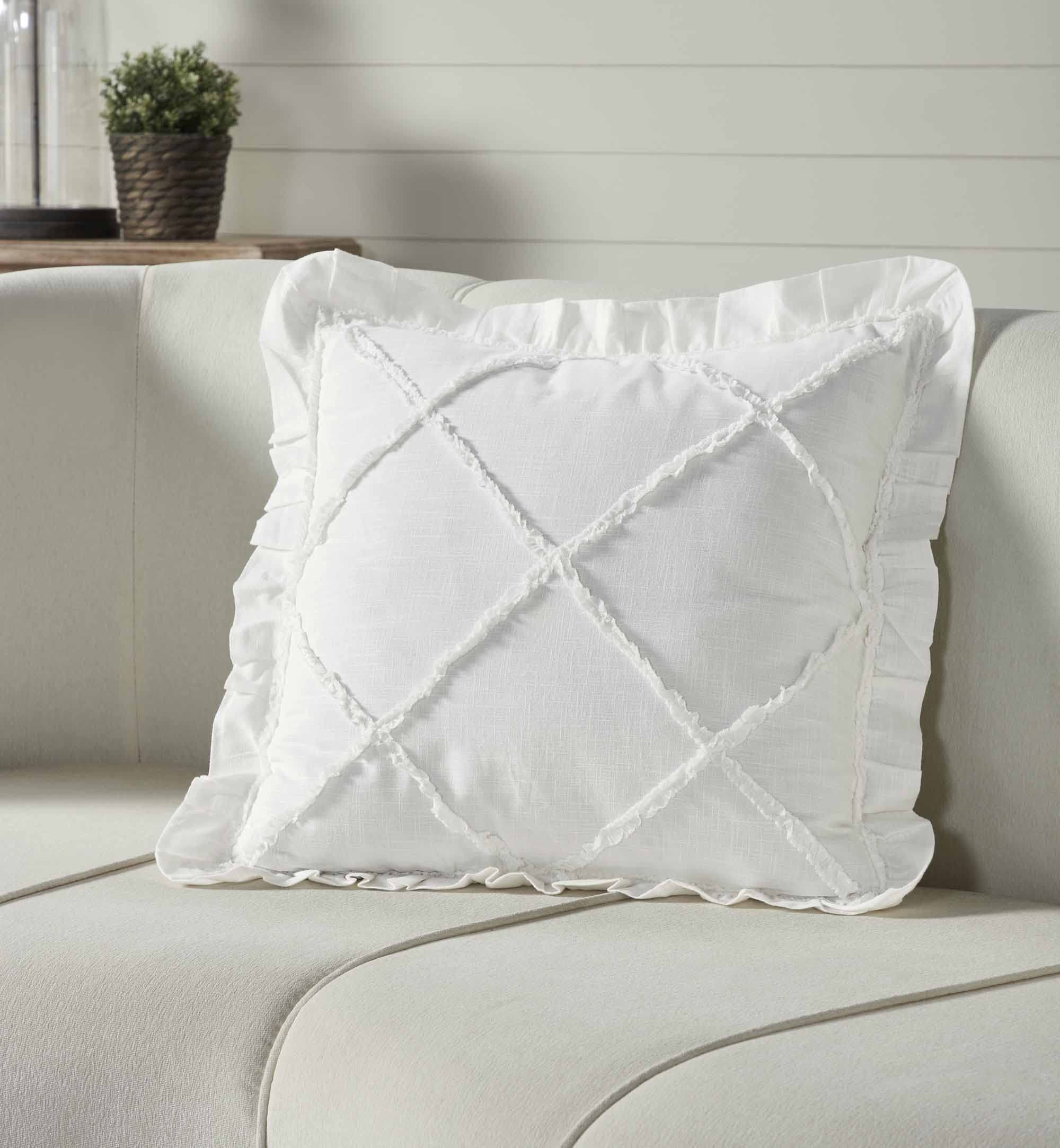 Piper Classics Kathryn Soft White Textured Throw Pillow Cover