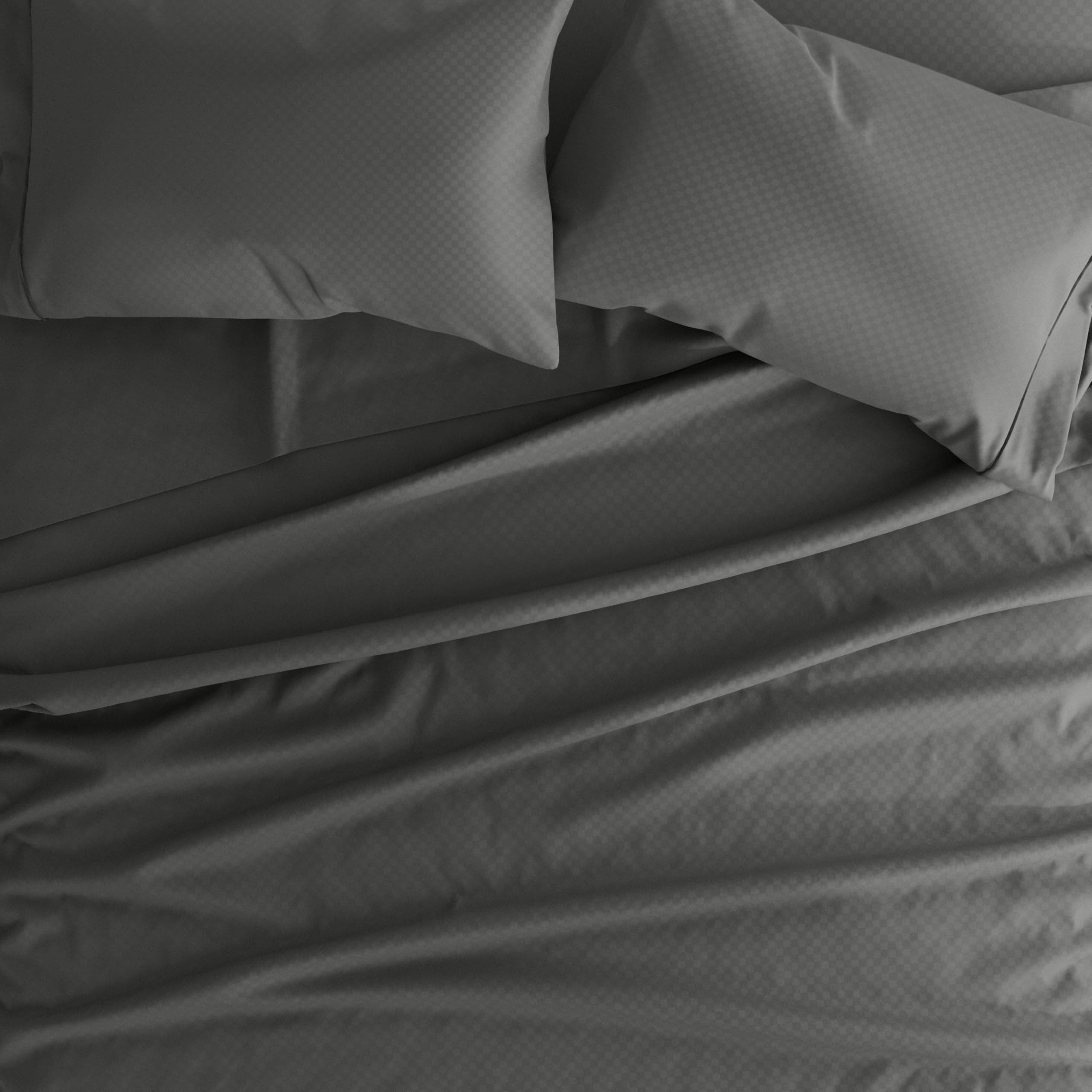 Gray Linen Market Embossed Checked 4-Piece Sheet Set, Full Size