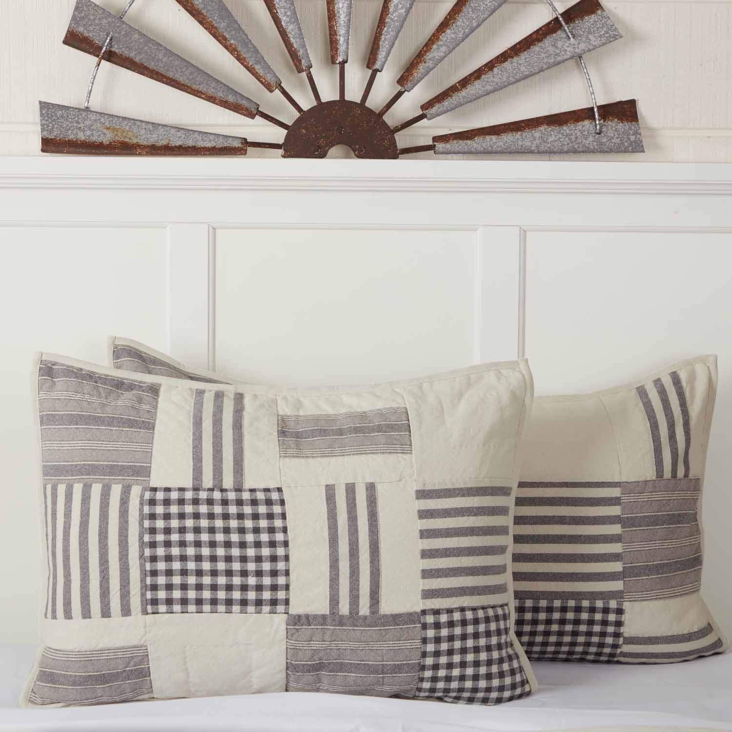 Piper Classics Gray Gables King Size Quilted Sham, Country Cottage Style