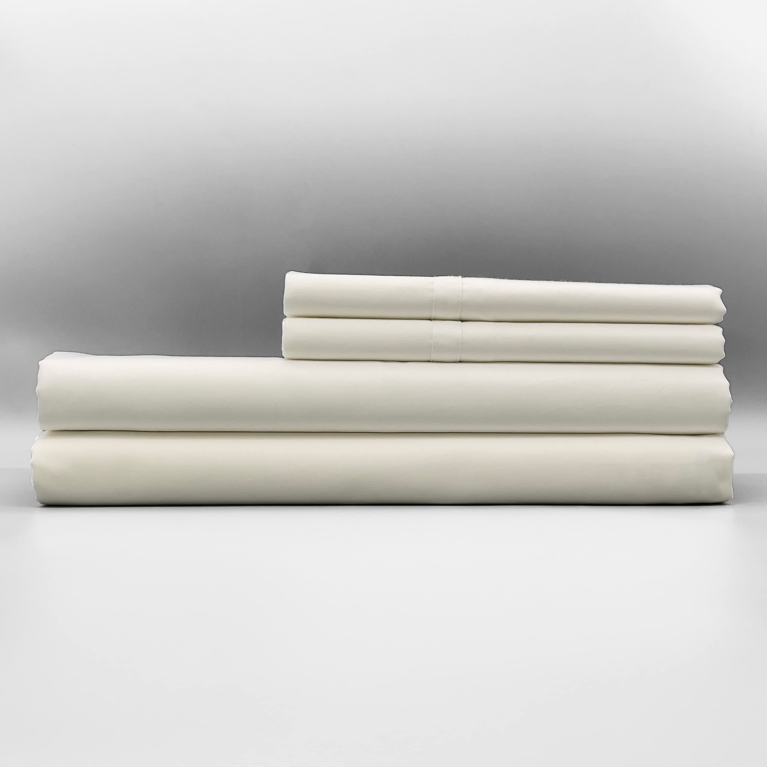 100% Organic Cotton 300TC Egyptian Sateen Bed Sheet Set - Feathery Soft White Fullforgettable