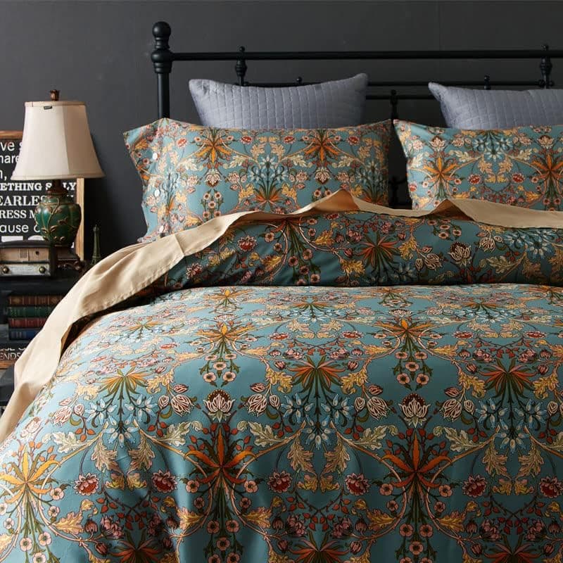 Ikawaapurry Queen Size Farmhouse Boho Comforter Set with Flowers Plants 3 Pcs Comforter 2 Pillow Shams