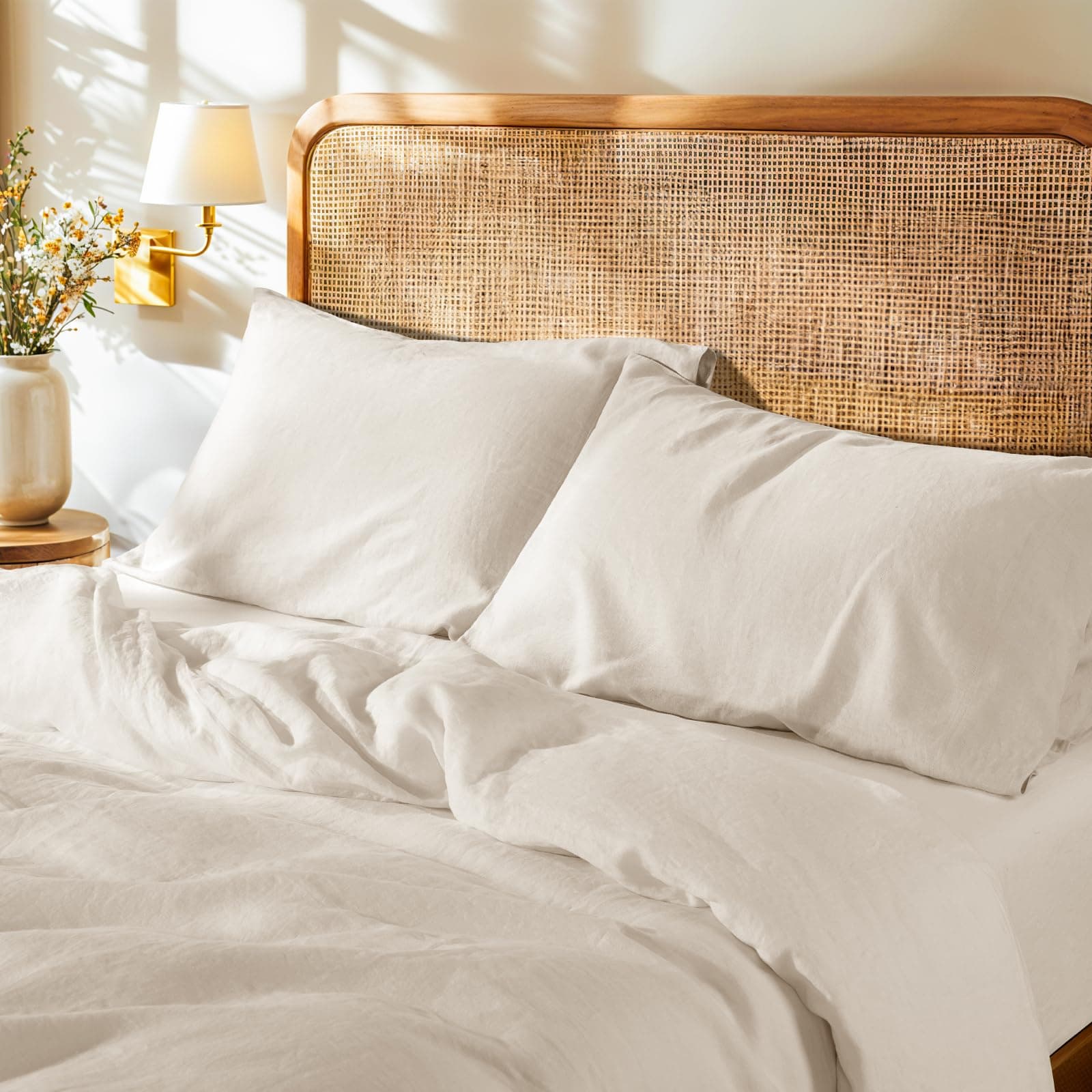 LBRO2M France Linen Queen Size Pillowcase Set 20"X30", Soft & Durable (2pcs)