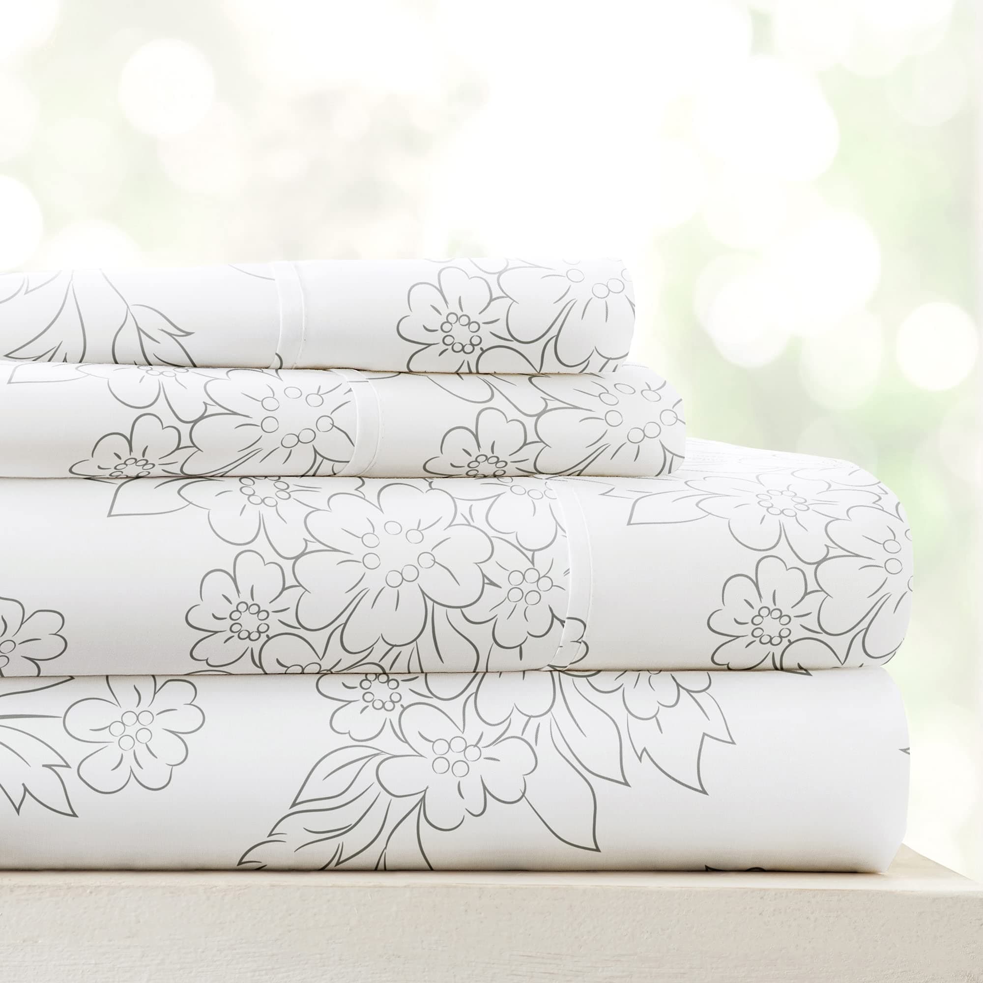 Oeko-TEX Certified Linen Market Twin Sheet Set - Vines Gray