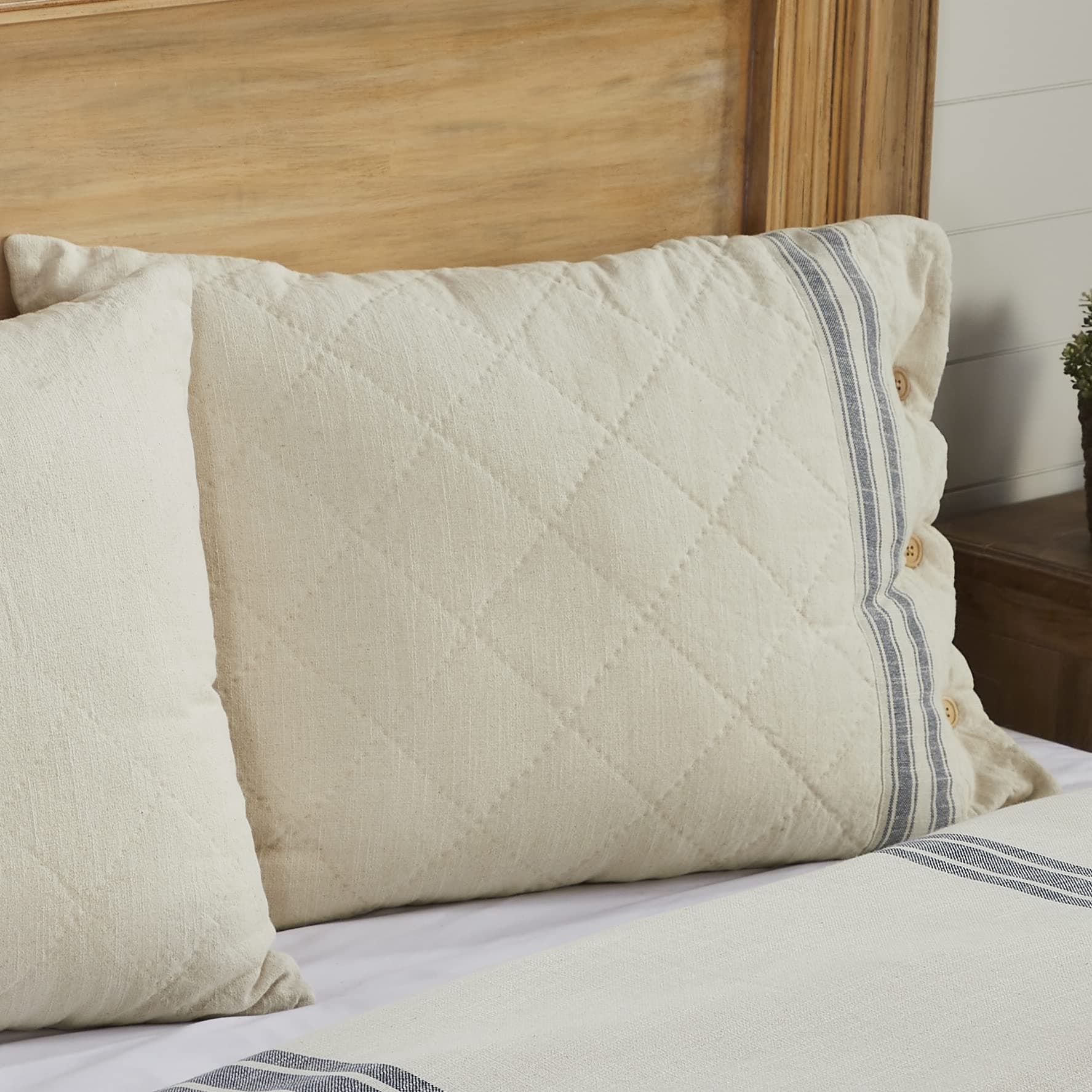 Piper Classics Blue Ticking Stripe Pillow Sham, Standard Size