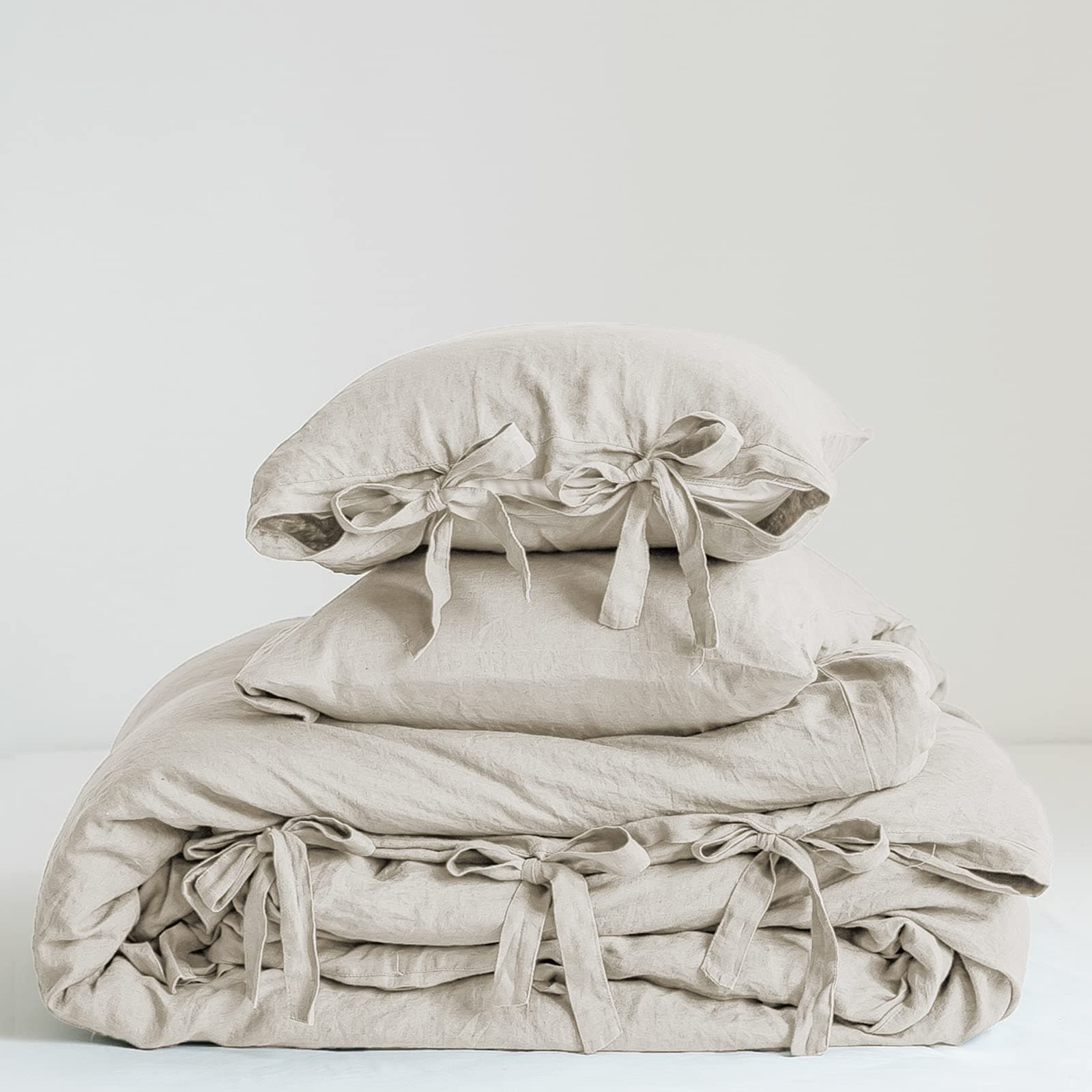 Simple&Opulence 100% Linen King Size Duvet Cover Set with Tie Closures, 3 Pieces Belgian Flax Bedding