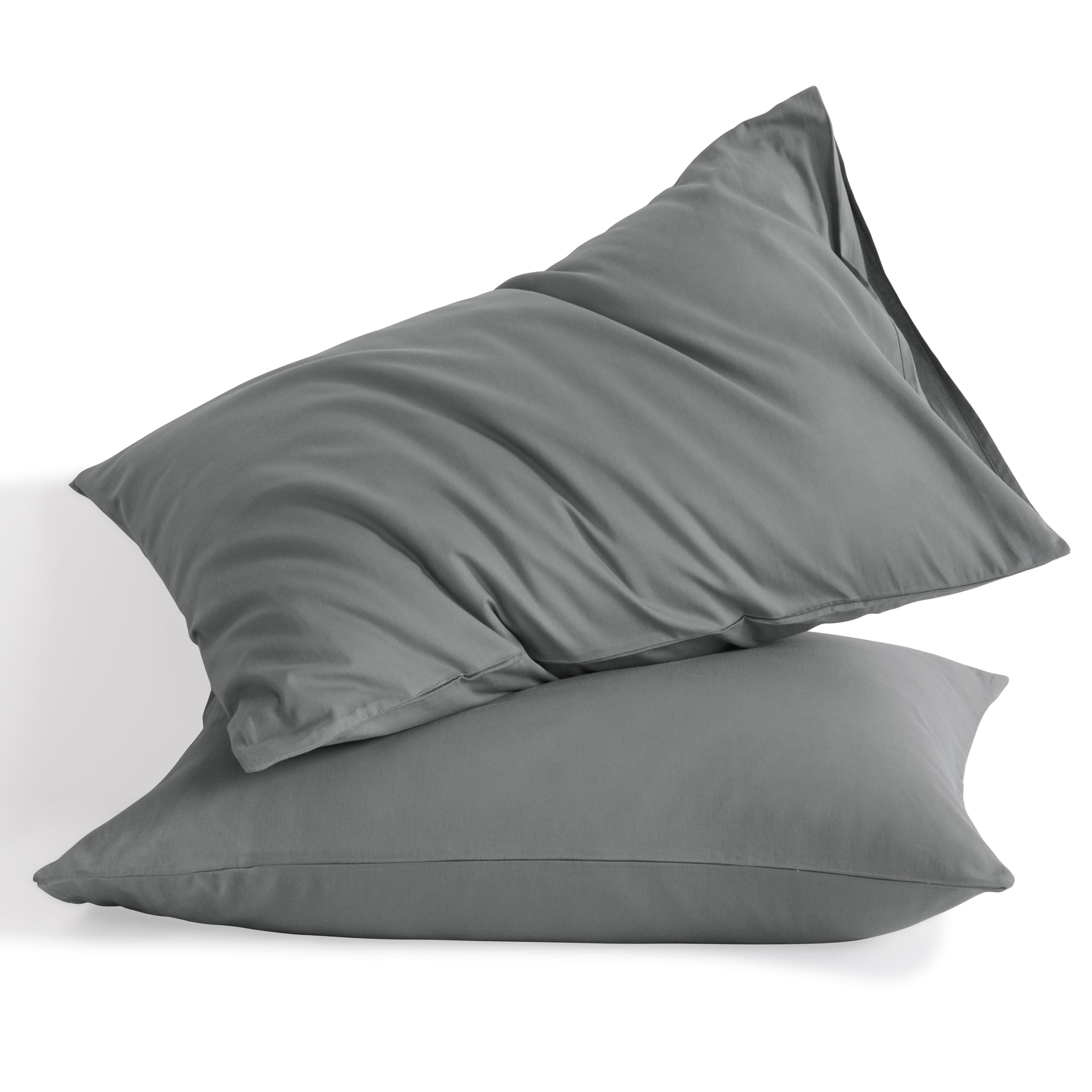 NTBAY Stone Washed Cotton Queen Pillowcases, 2-Pack Grey, 20x30 Inches