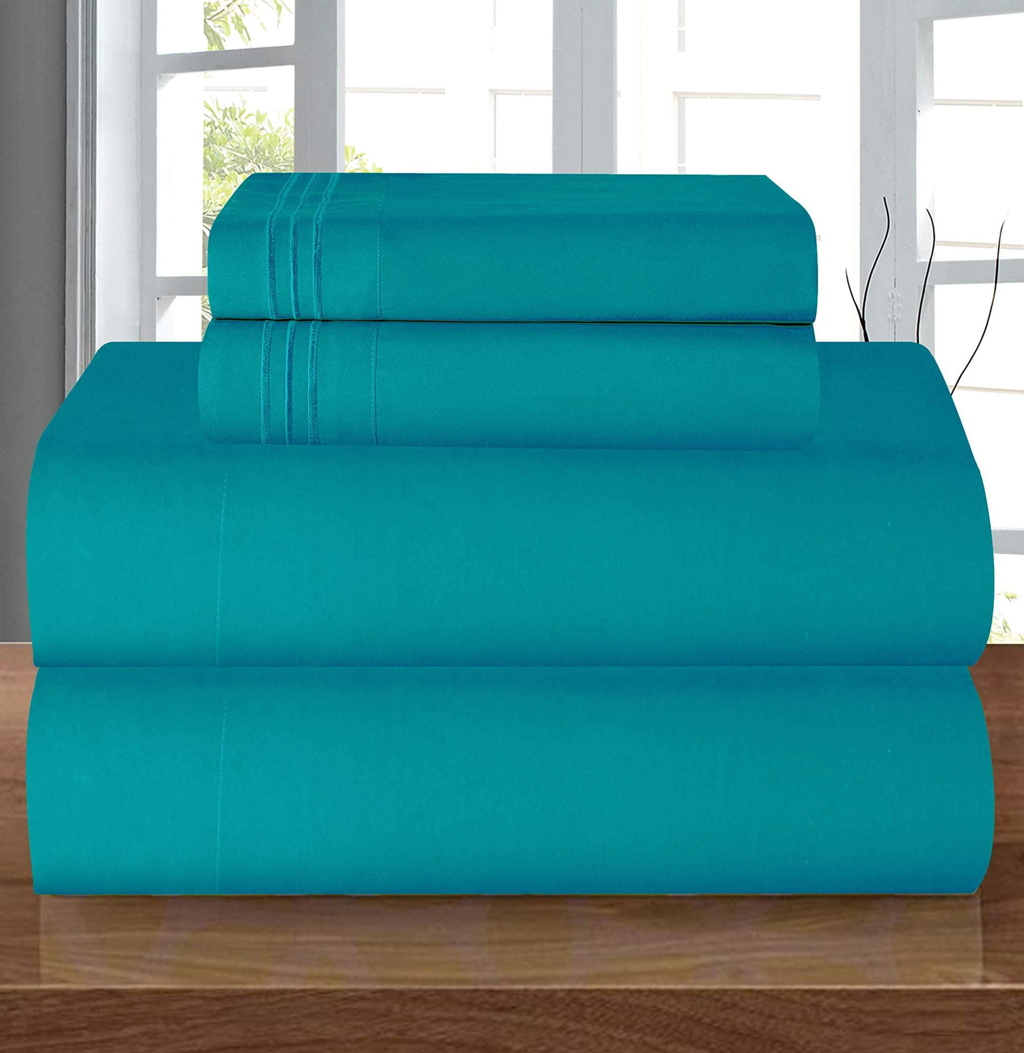 Luxury 1500 Thread Count Queen Sheet Set, Wrinkle Resistant, Turquoise