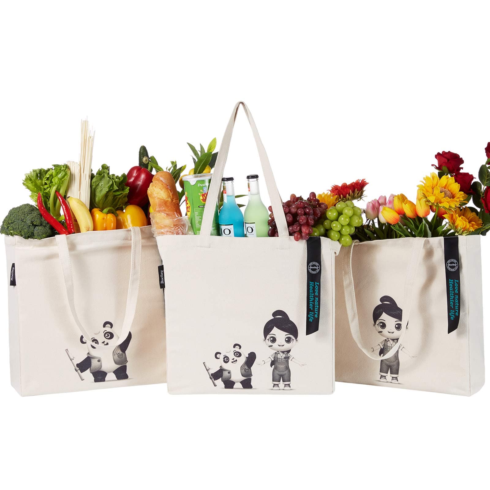 Eco-Friendly Organic Cotton Shopping Totes with Handle