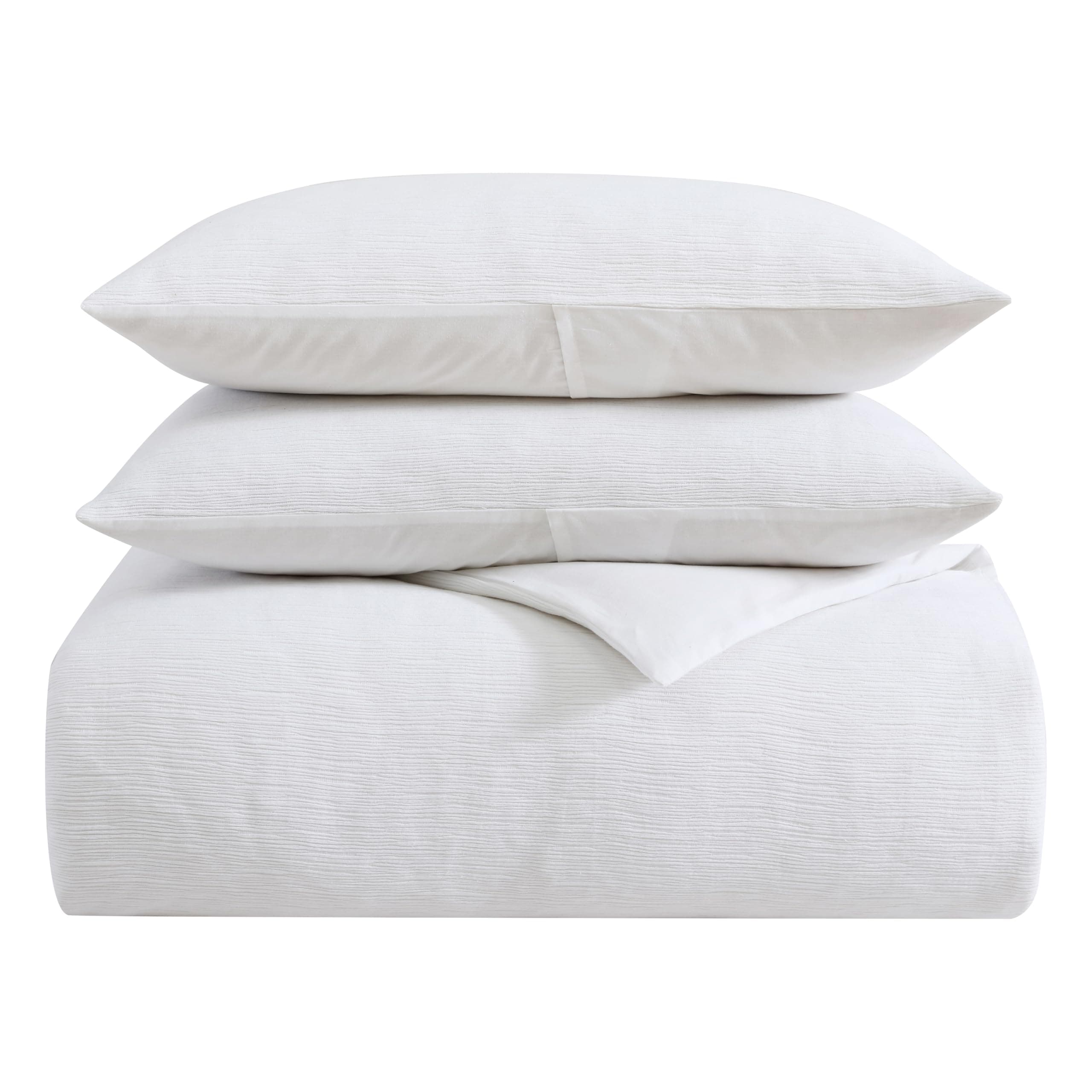 Vera Wang Textured Pleats White King Duvet Cover Set