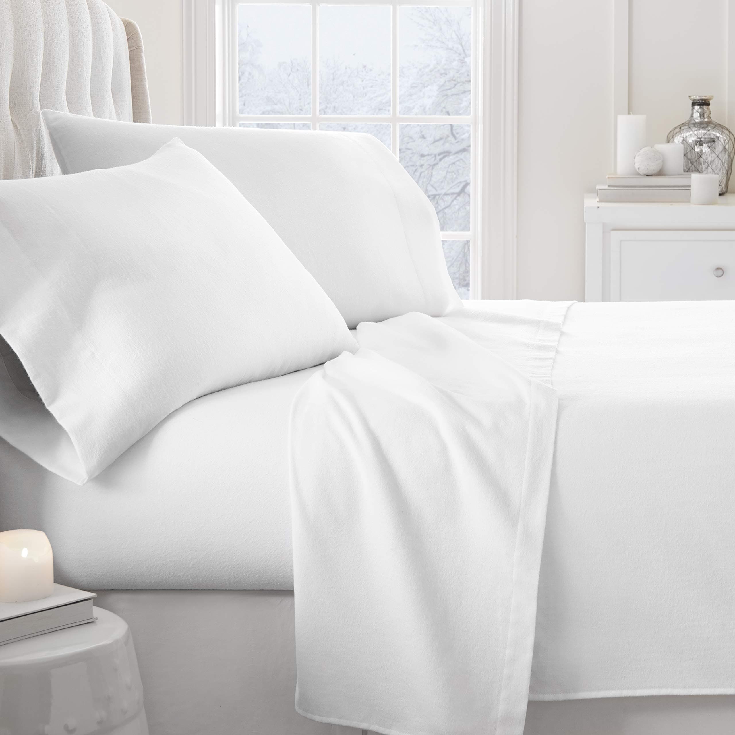 Flannel Bed Sheets for Queen Size Bed - Soft and Cooling - Deep Pocket - 4 Piece Set
