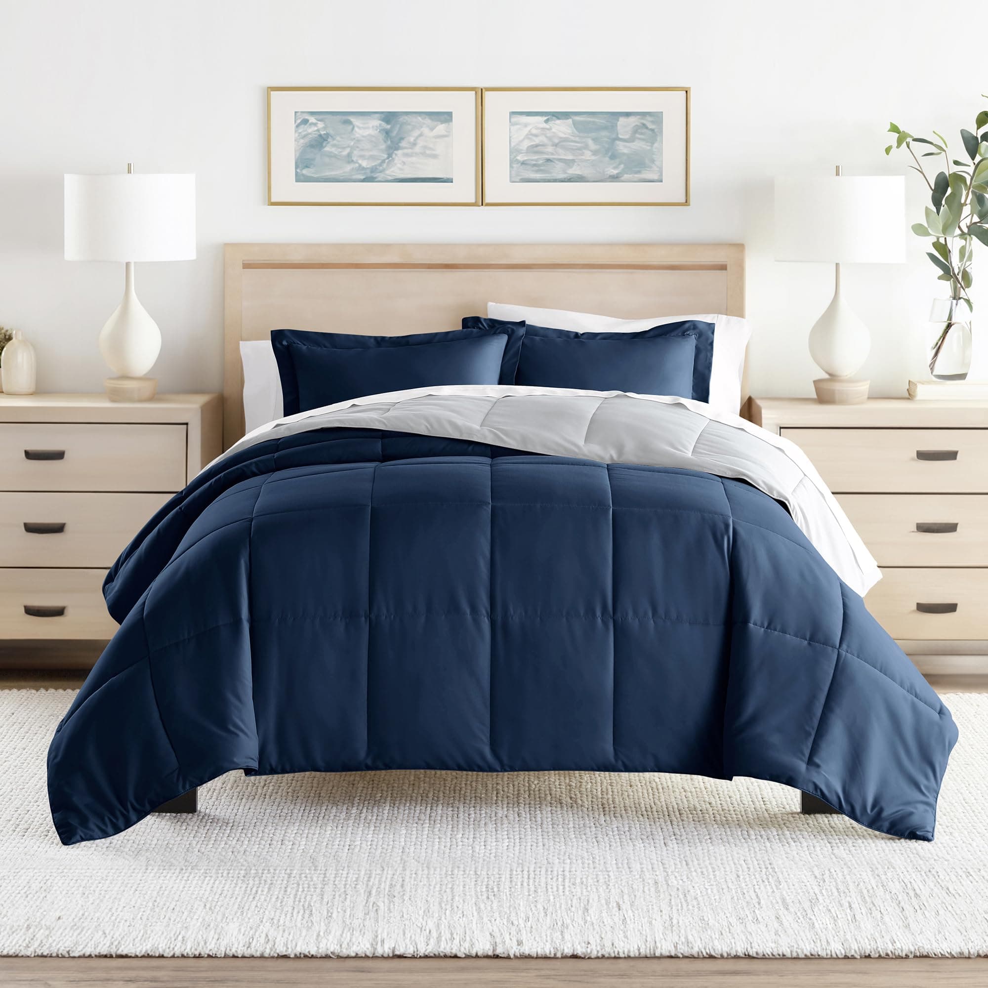 Linen Market Reversible Twin Comforter Set - Soft & Lightweight Down Alternative